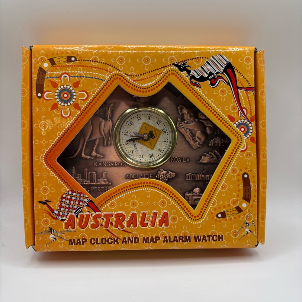 Australia Souvenir Collection Map Clock Tabletop